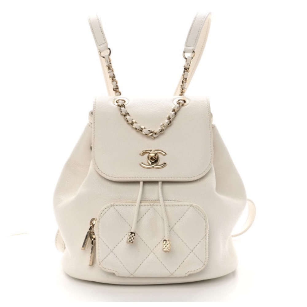 CHANEL Caviar Quilted Mini Business Affinity Backpack White